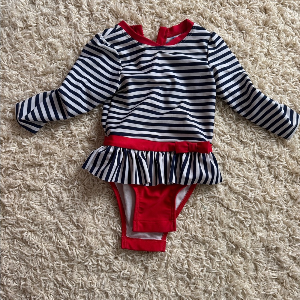 Striped Navy and Red Swimsuit